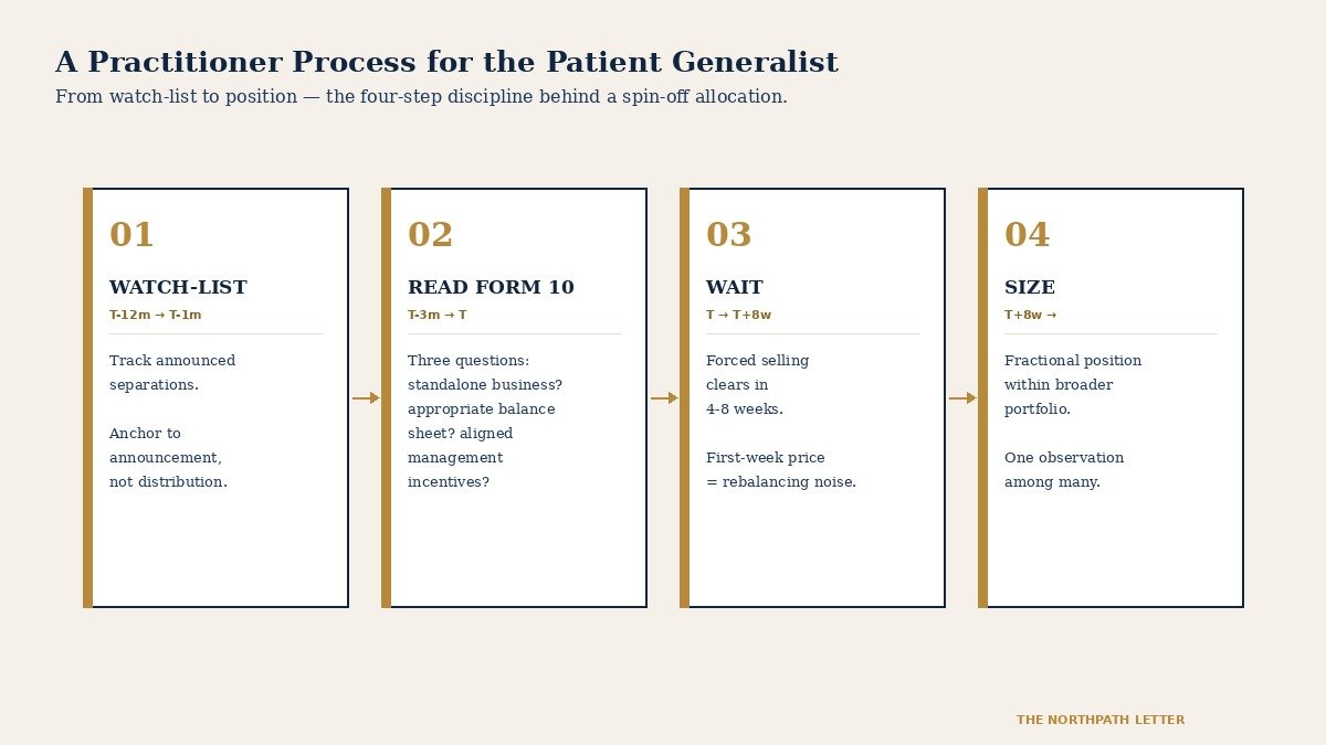 Spin-Off Investing: Joel Greenblatt's 1997 Framework and Three Decades of Academic Evidence on Corporate Separations 36 Four-step practitioner process for the patient generalist