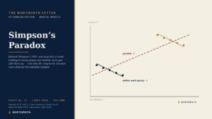 Simpson’s Paradox: within each group the trend slopes down, but the pooled trend slopes up