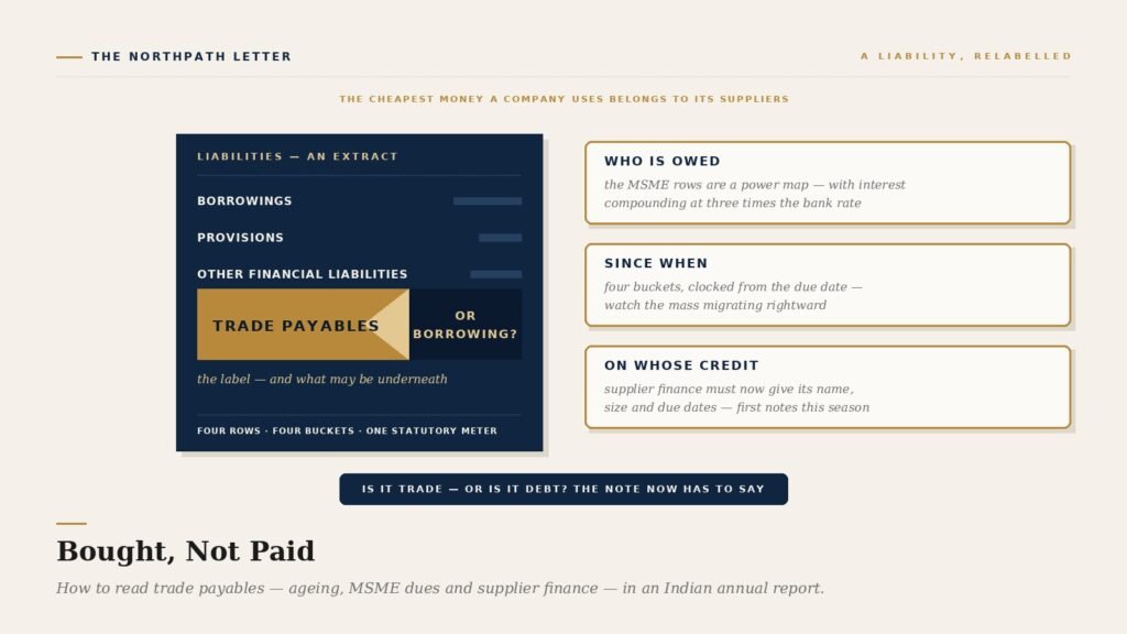 Bought, Not Paid: How to Read Trade Payables, MSME Dues and Supplier Finance in an Indian Annual Report 7 northpath cover issue88